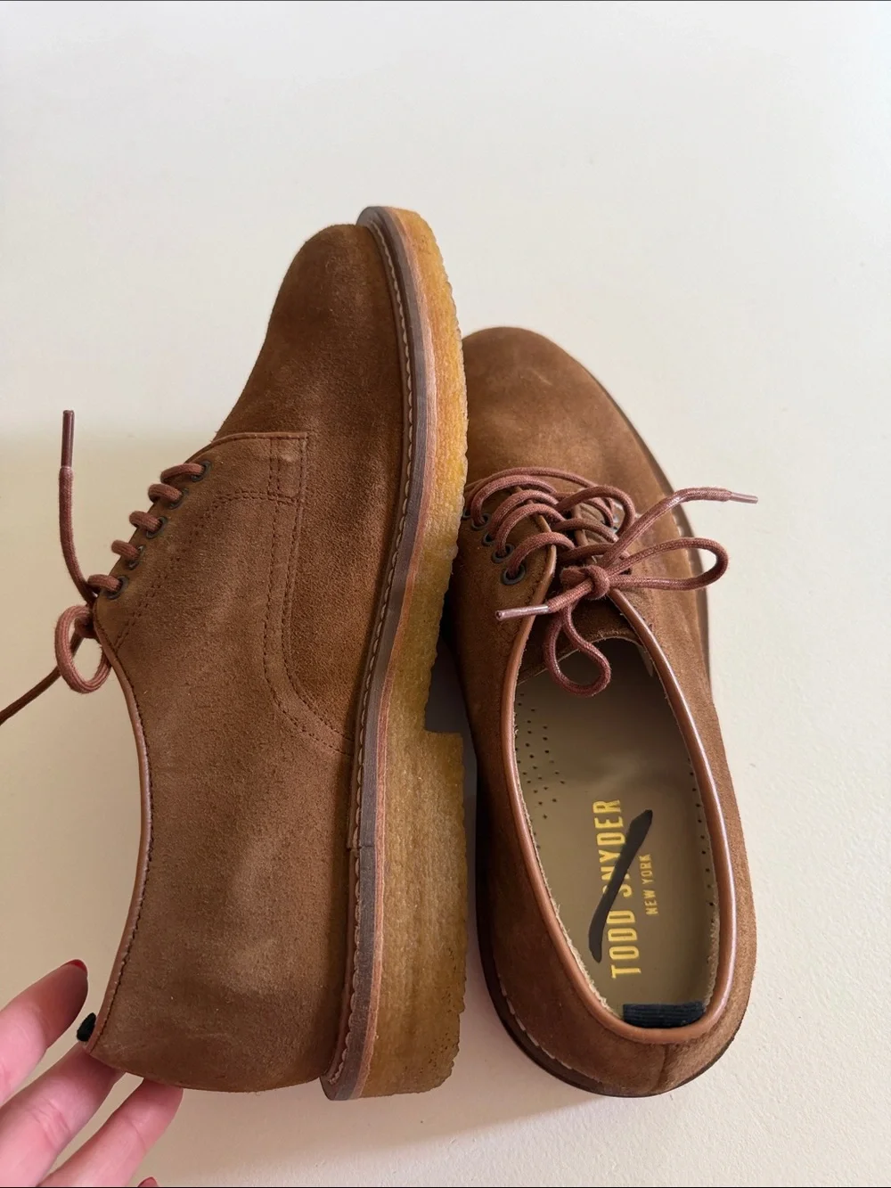Todd Snyder  Brown Suede Nomad Derby Shoes Sz 8.  Bag1. SEE PICTURES